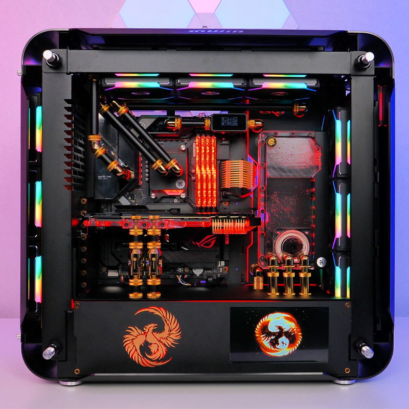 bro私人主题定制迎广inwin925黑色机箱魔兽分体水冷台式电脑主机