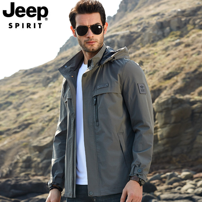 jeep吉普外套男士春季户外休闲宽松夹克衫中年夹克