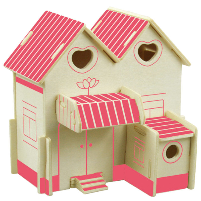 木质3d立体拼图模型手工diy房子男女女孩拼图