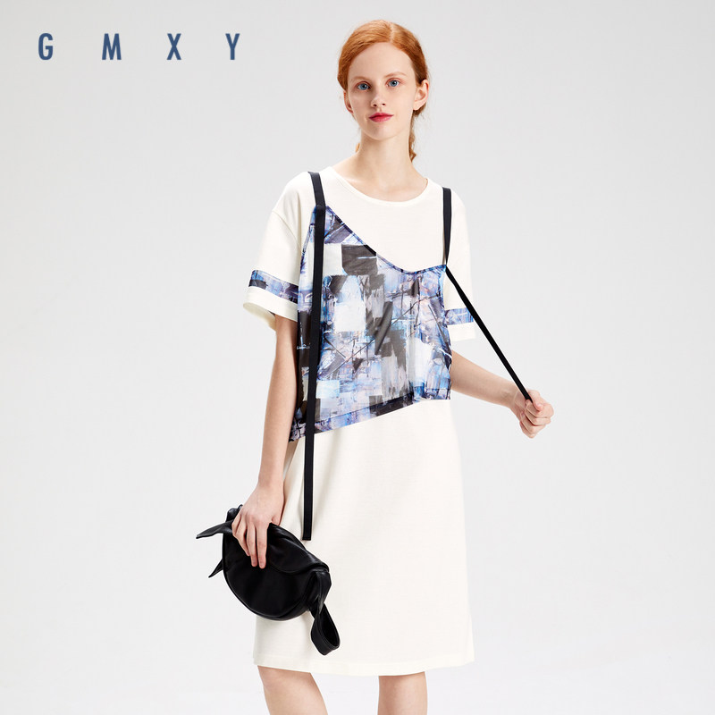 古木夕羊gmxy女2020春夏季新款两件套t恤连衣裙 gmxy官方旗舰店-淘宝