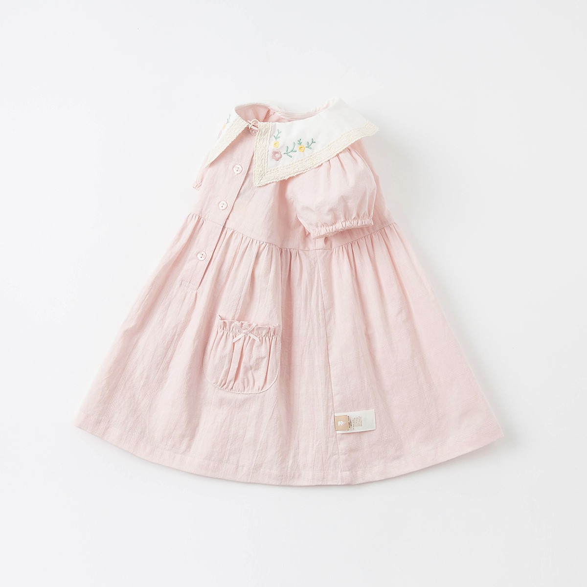 戴维贝拉童装夏款正品粉色泡泡宝宝淑女女裙儿童连衣裙