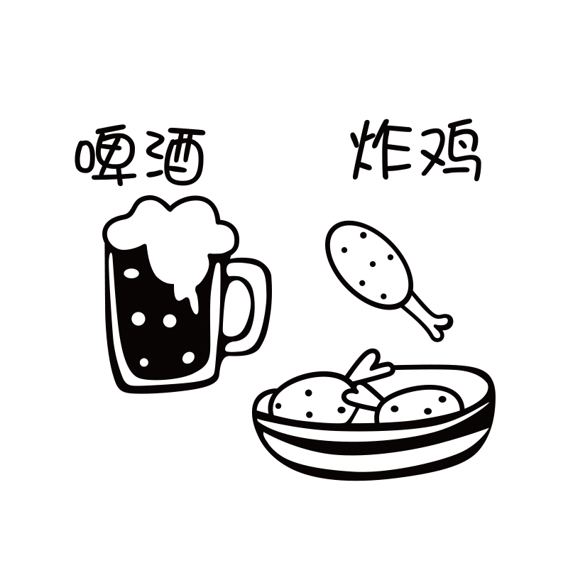 创意贴纸韩式炸鸡汉堡小吃玻璃门酒吧装饰个性墙贴
