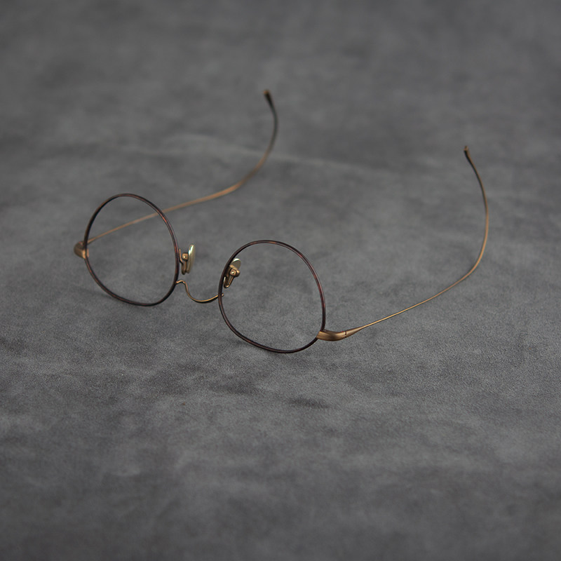 日式小圆镜架眼睛挂耳圆形复古白山轻纯男超眼镜架