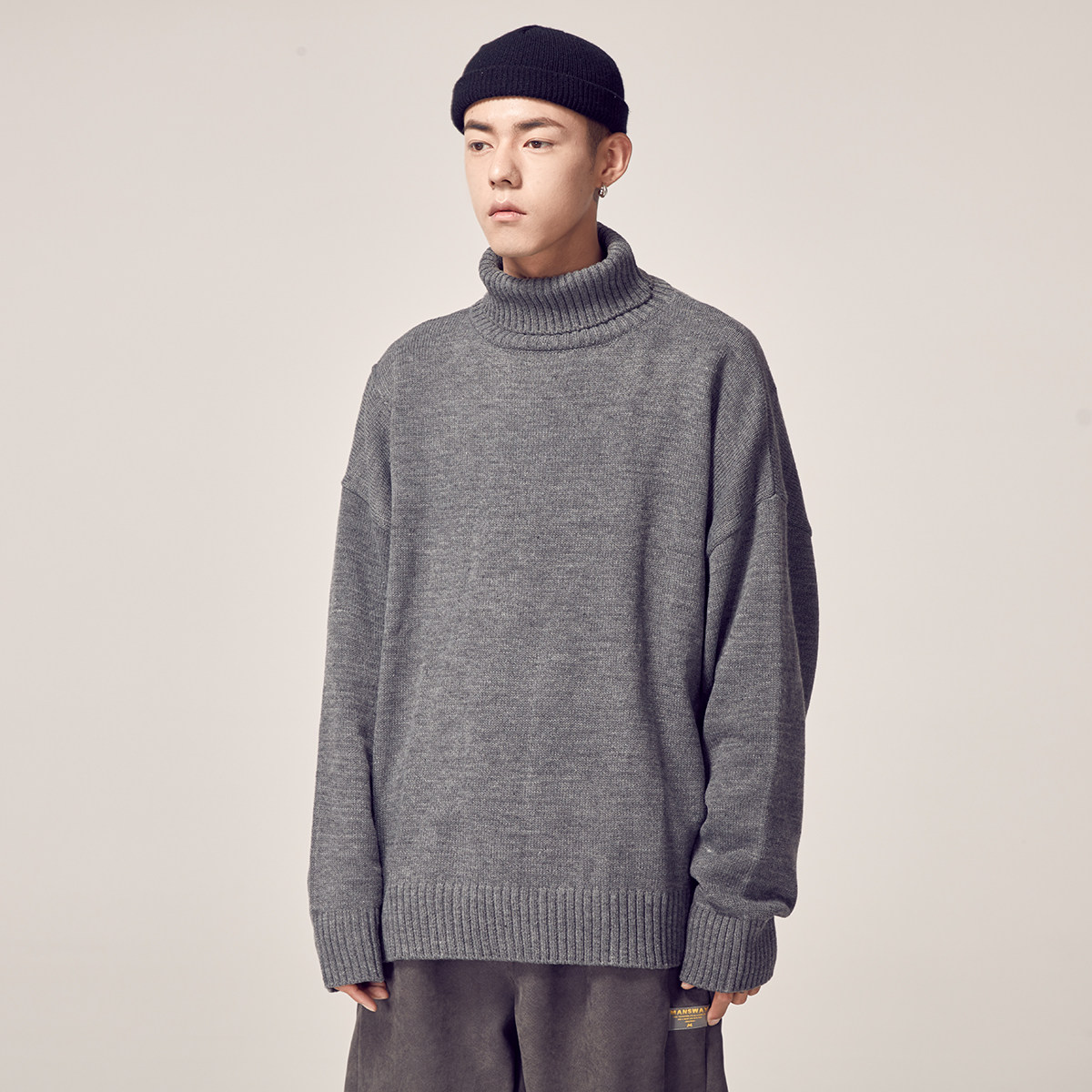 男道冬季新款高领宽松毛衣男青年男士潮流套头保暖帅气百搭针织衫