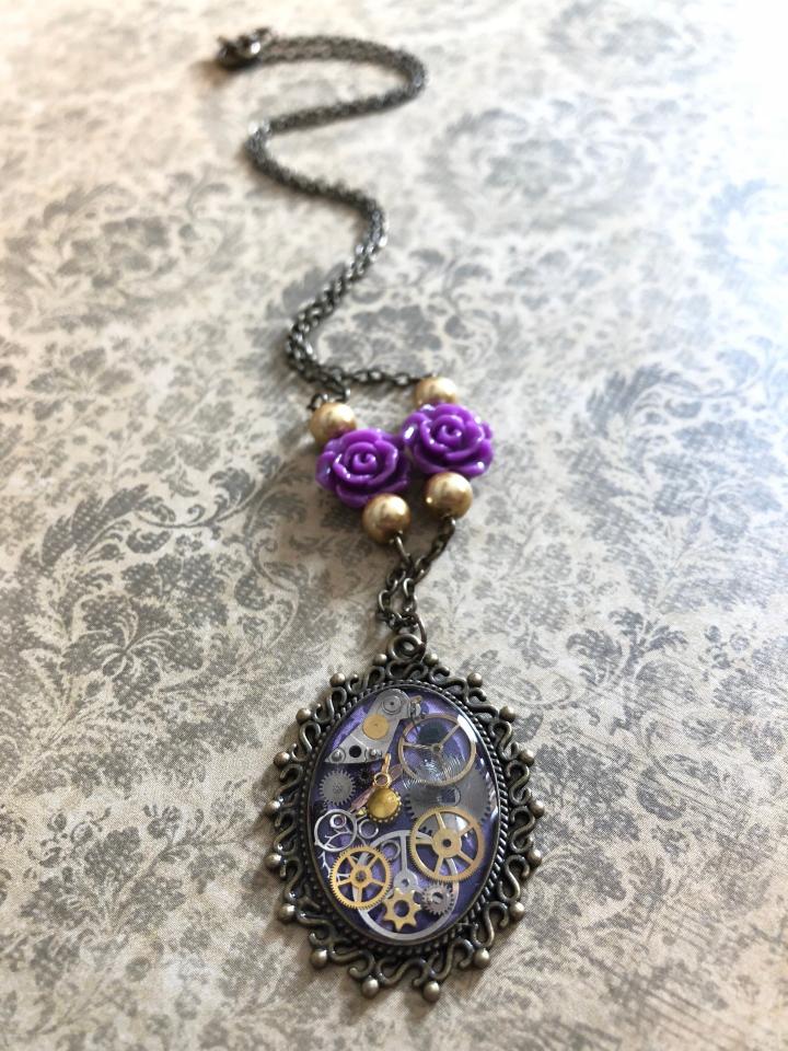 pendant美国代购手作迷人复古蒸汽朋克机芯制作项链定制