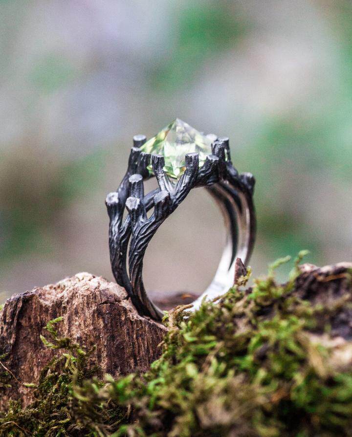 乌克兰代购citrine手作华丽天然黄水晶镶嵌精灵精灵树戒指手链定制