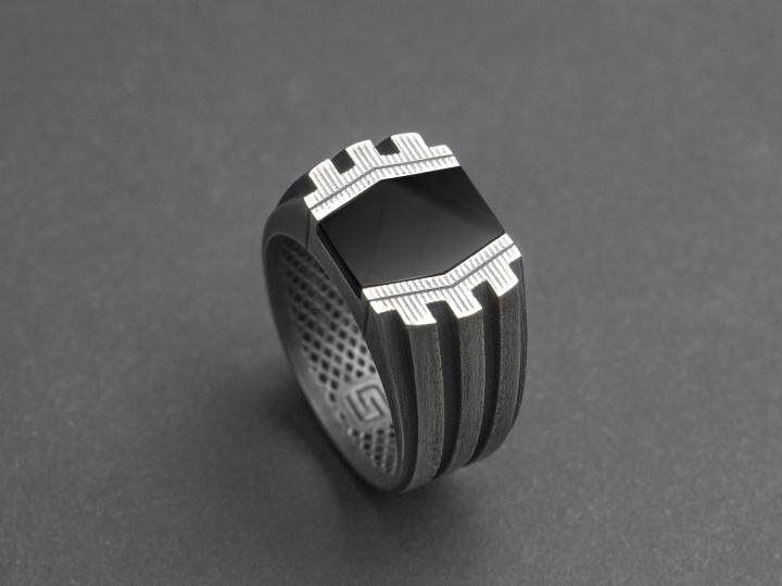 俄罗斯代购onyx手作银翼杀手赛博朋克印章玛瑙戒指