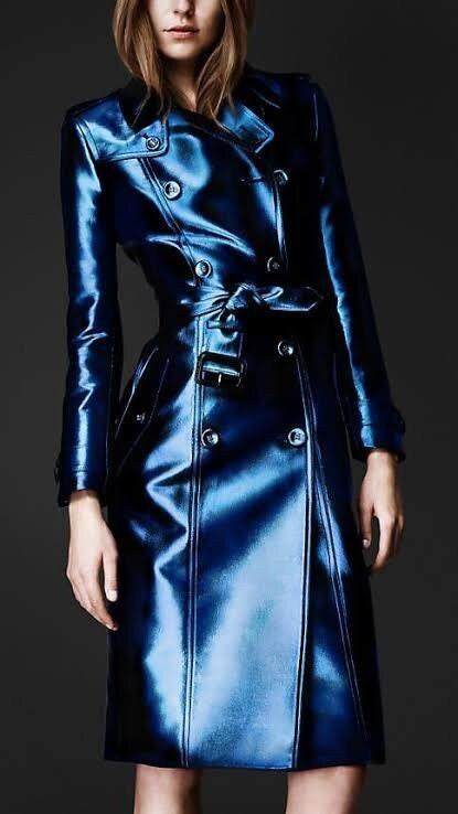 美国代购blue手作闪亮电蓝腰带双排扣亮金属皮衣