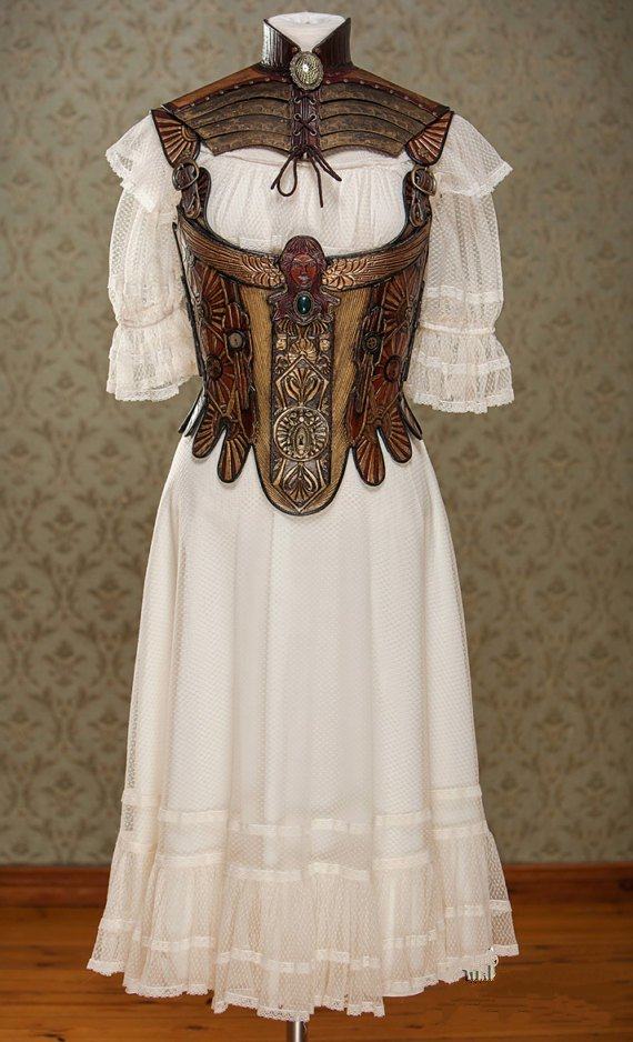 德国代购corset手作蒸汽朋克华丽护颈紧身胸衣服饰