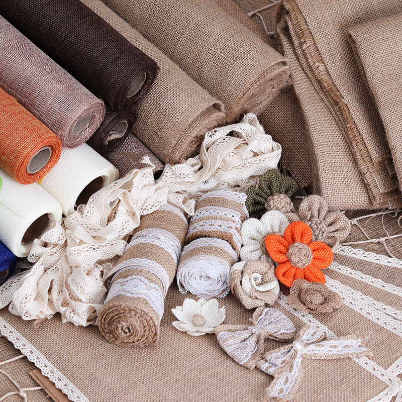 亚麻布卷片布置环创材料手工幼儿园仿真打底棉麻吊饰