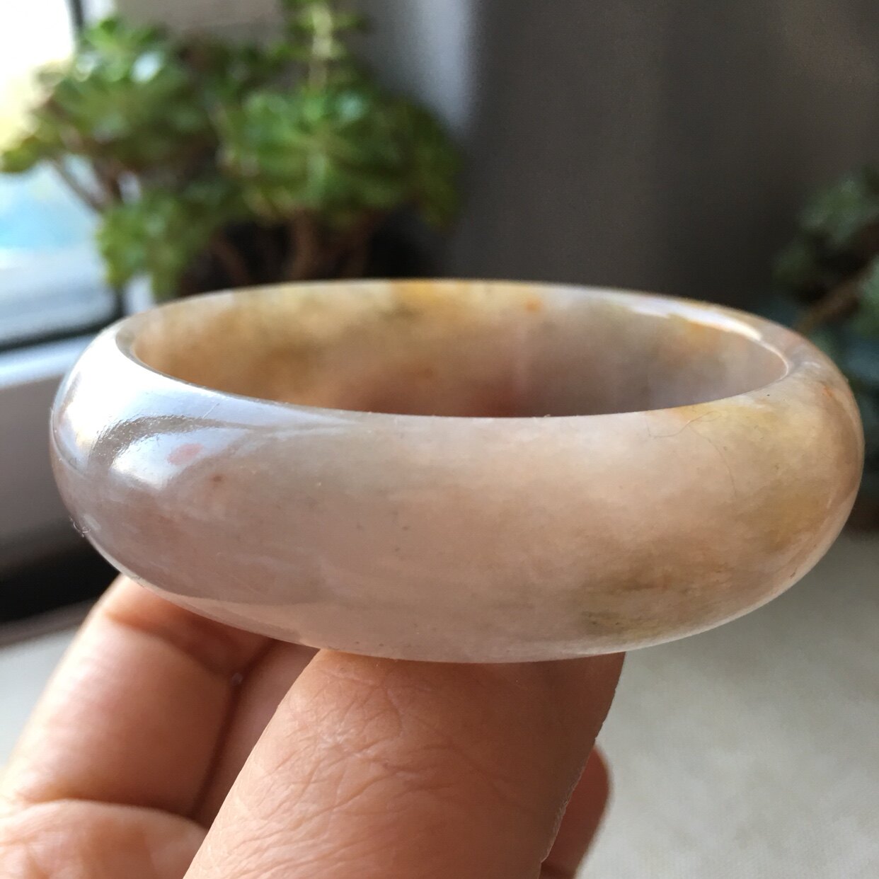 微瑕新疆天然金丝玉克拉玛依籽料乌尔花彩手镯戈壁手镯