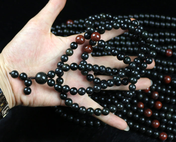 天玉奇石园精品天然直销8mm108橄榄陨石佛珠一条佛珠项链