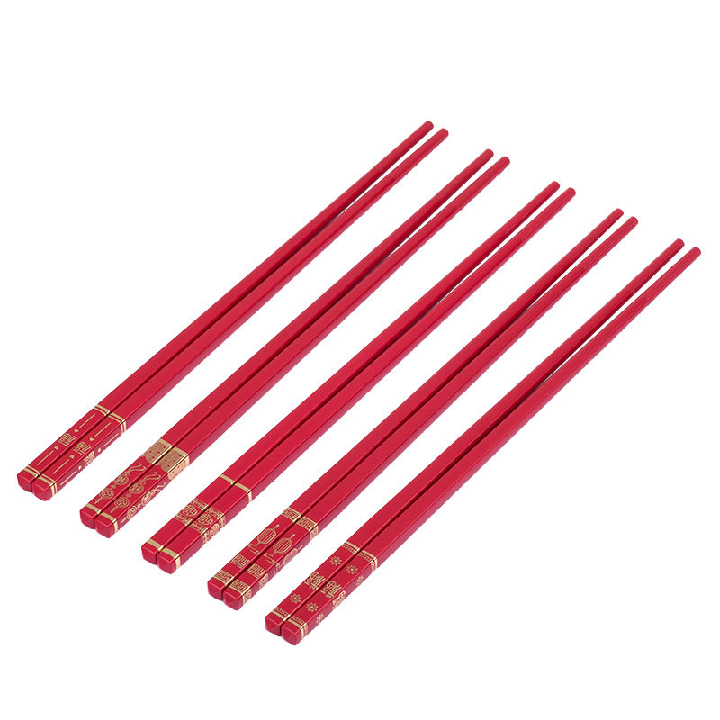红色合金筷子家用结婚寿宴乔迁酒席祭祀防滑筷子