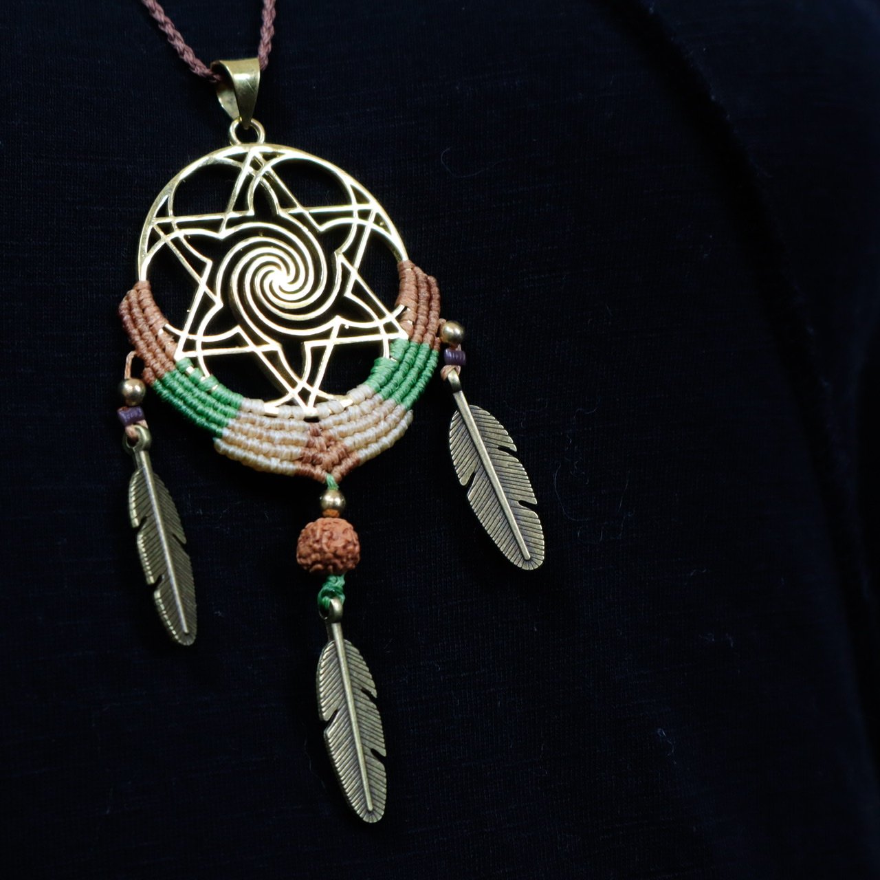 生命之花macrame玛瑙水晶项链嬉皮波西米亚灵性psytrance项坠