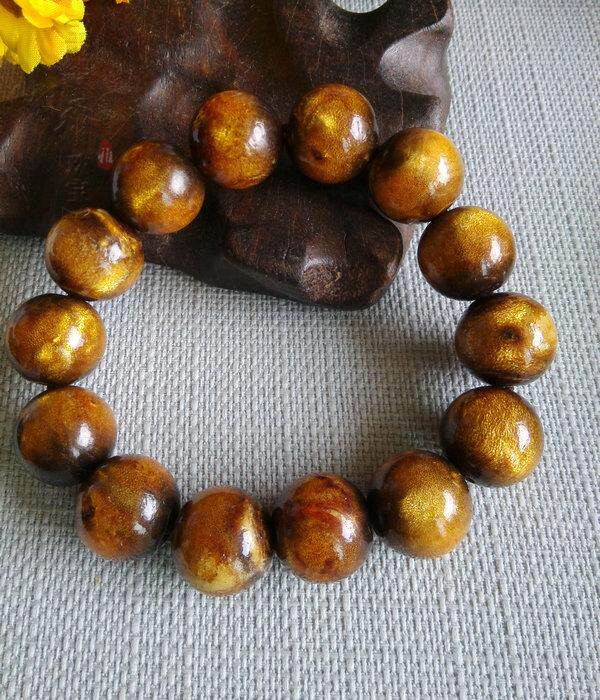 小乔珠宝天然金海柳手链佛珠10-20mm海铁树手串男女款单圈礼品