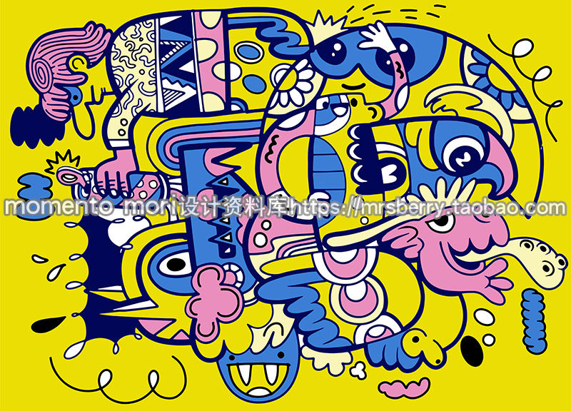 街头波普色彩popart节日墙画喷漆广告策划文创设计素材