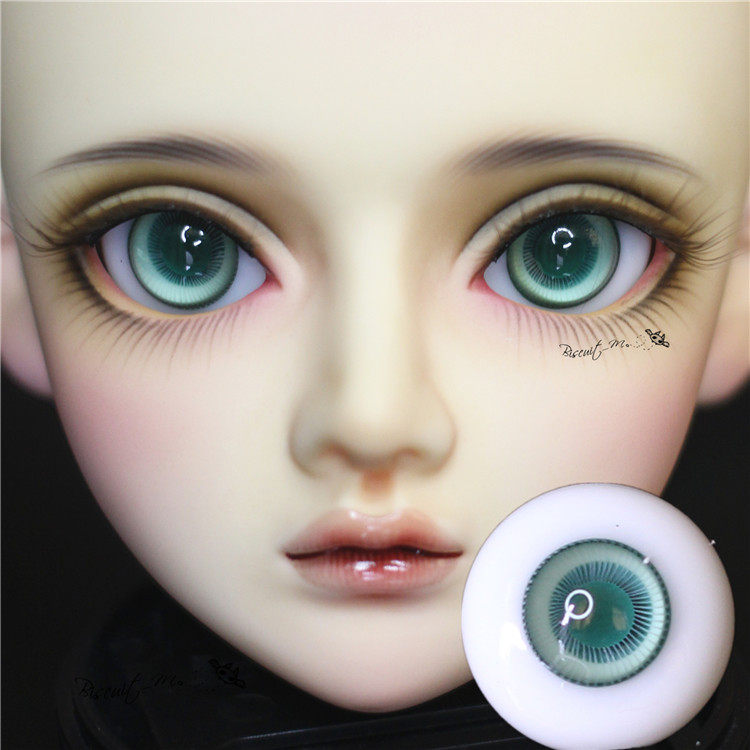 bjd娃娃眼睛1416mm彩瞳花纹纹路玻璃眼珠青绿色bjd娃娃