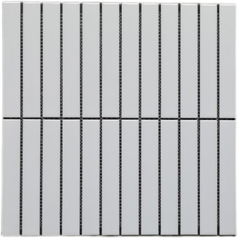 白色长条陶瓷马赛克瓷砖墙砖艺术背景墙现代简约洗手间马赛克