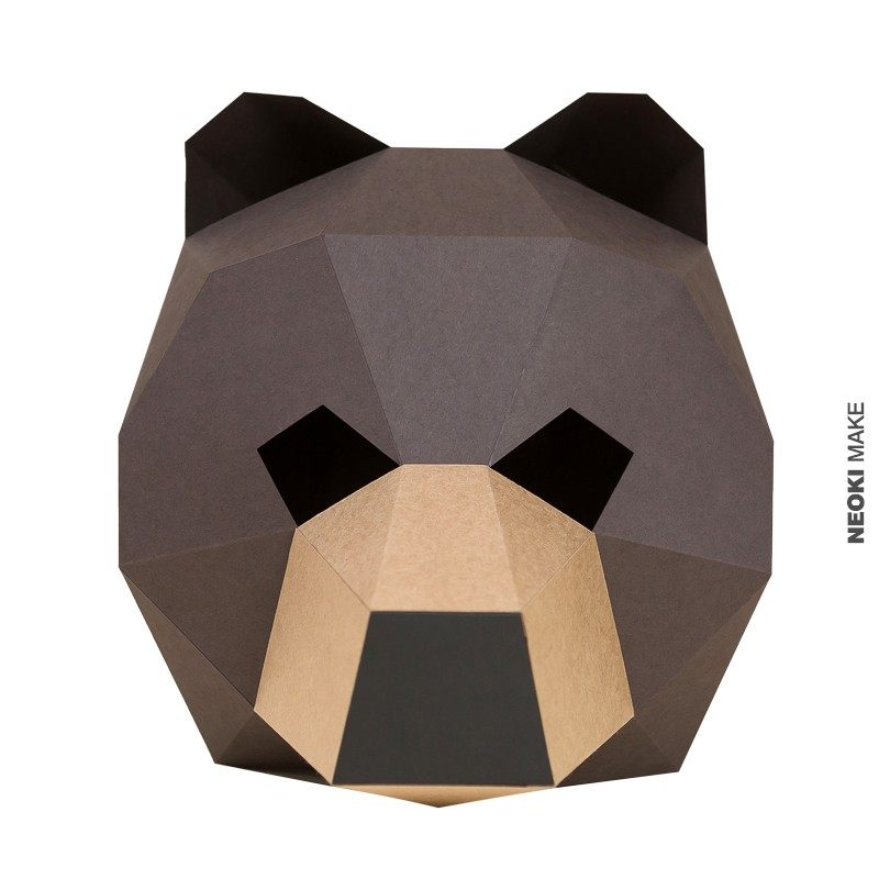 创意手工纸模面具diy泰迪熊头套化装舞会男女通用儿童可爱全脸