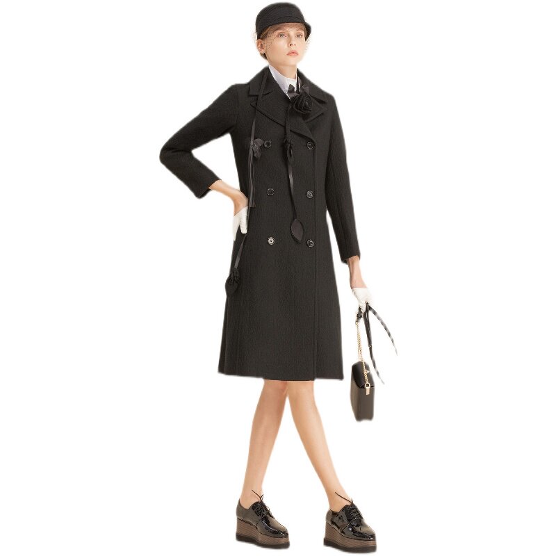 希色myscissors秋冬季商场同款女士中长毛呢外套13d4055毛呢外套