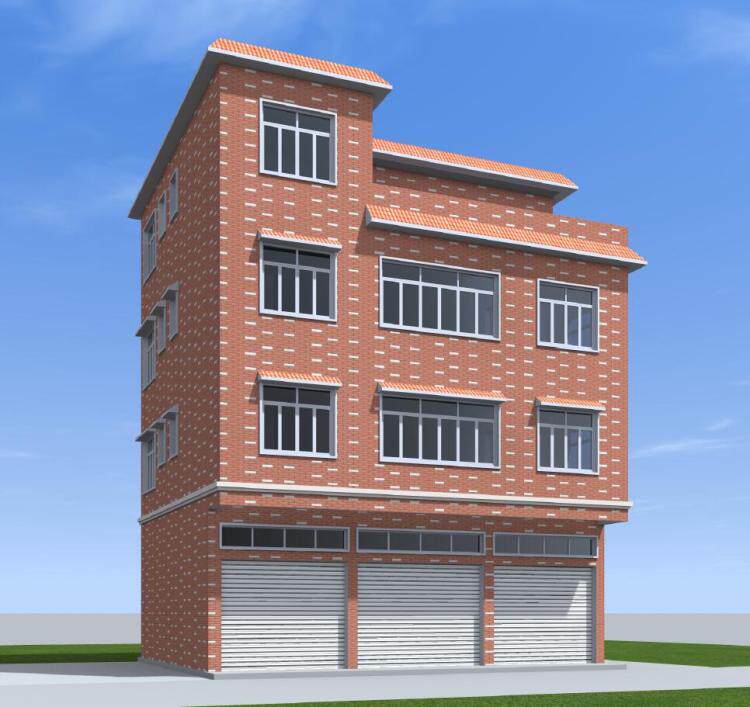 8x12.5 三层半门面临街楼房现代农村住宅户型建筑结构水电图纸