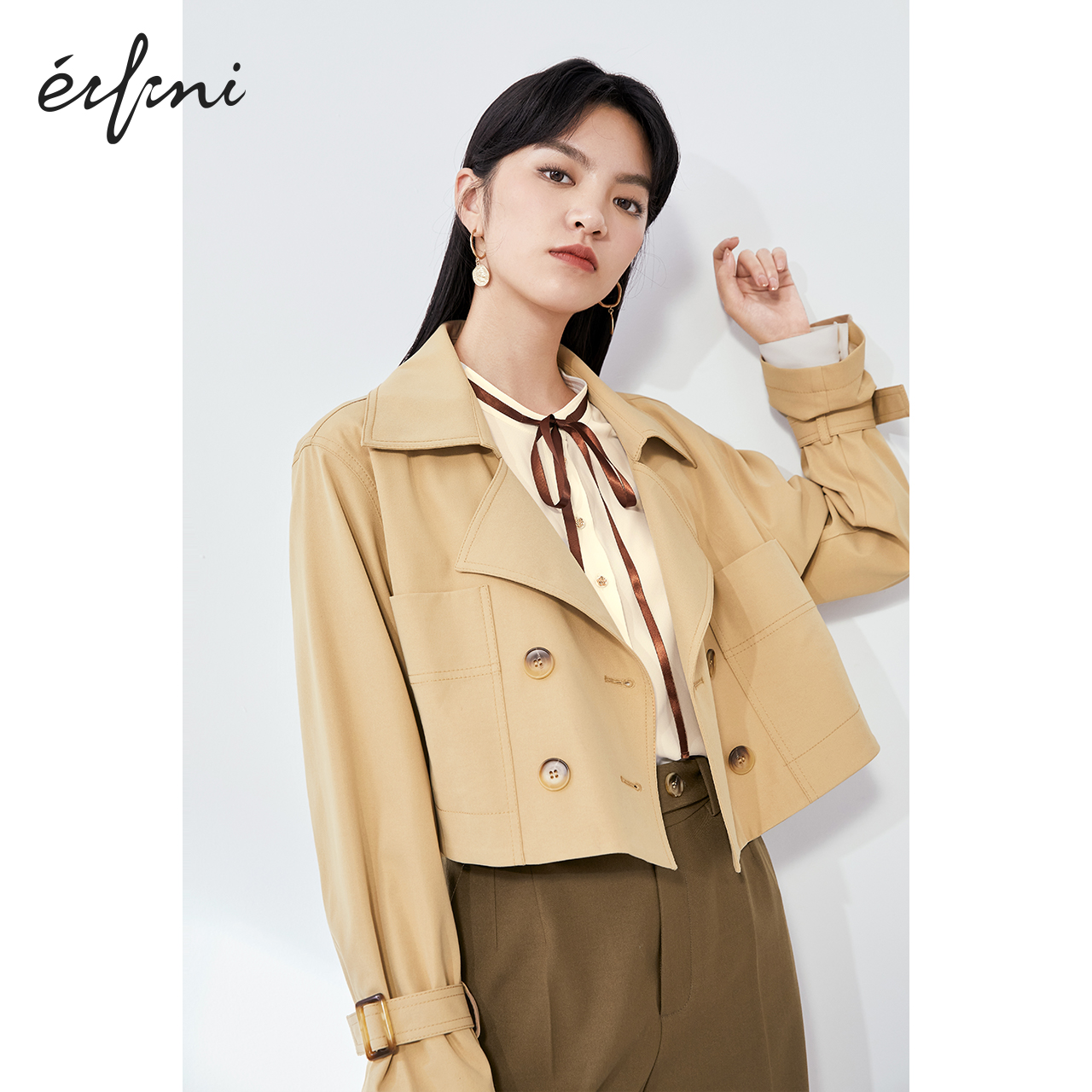 伊芙丽风衣女2021年春季新款两件套中长款小个子英伦风外套女气质