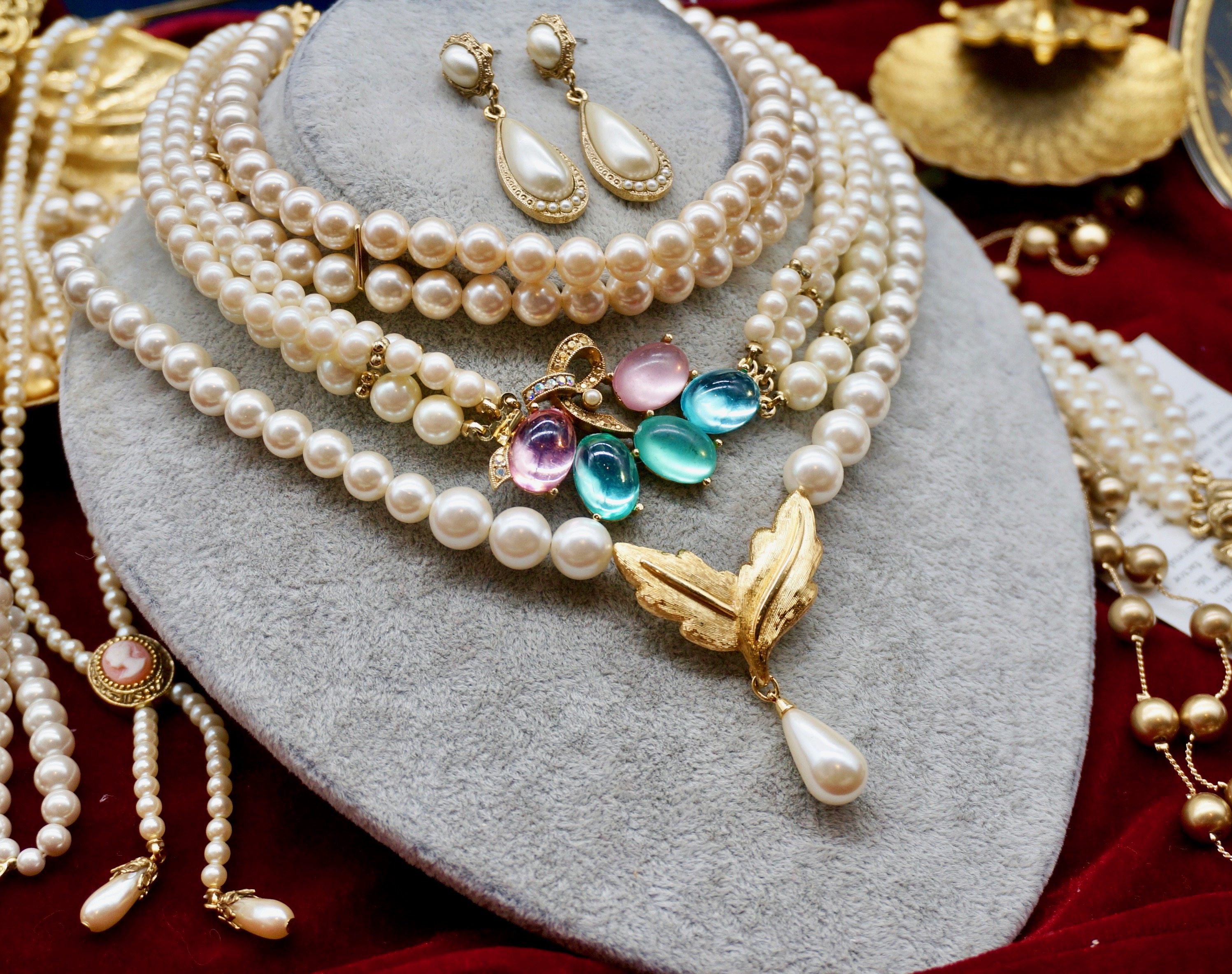 vintage西洋中古古董首饰复古古着人造珍珠项链项链