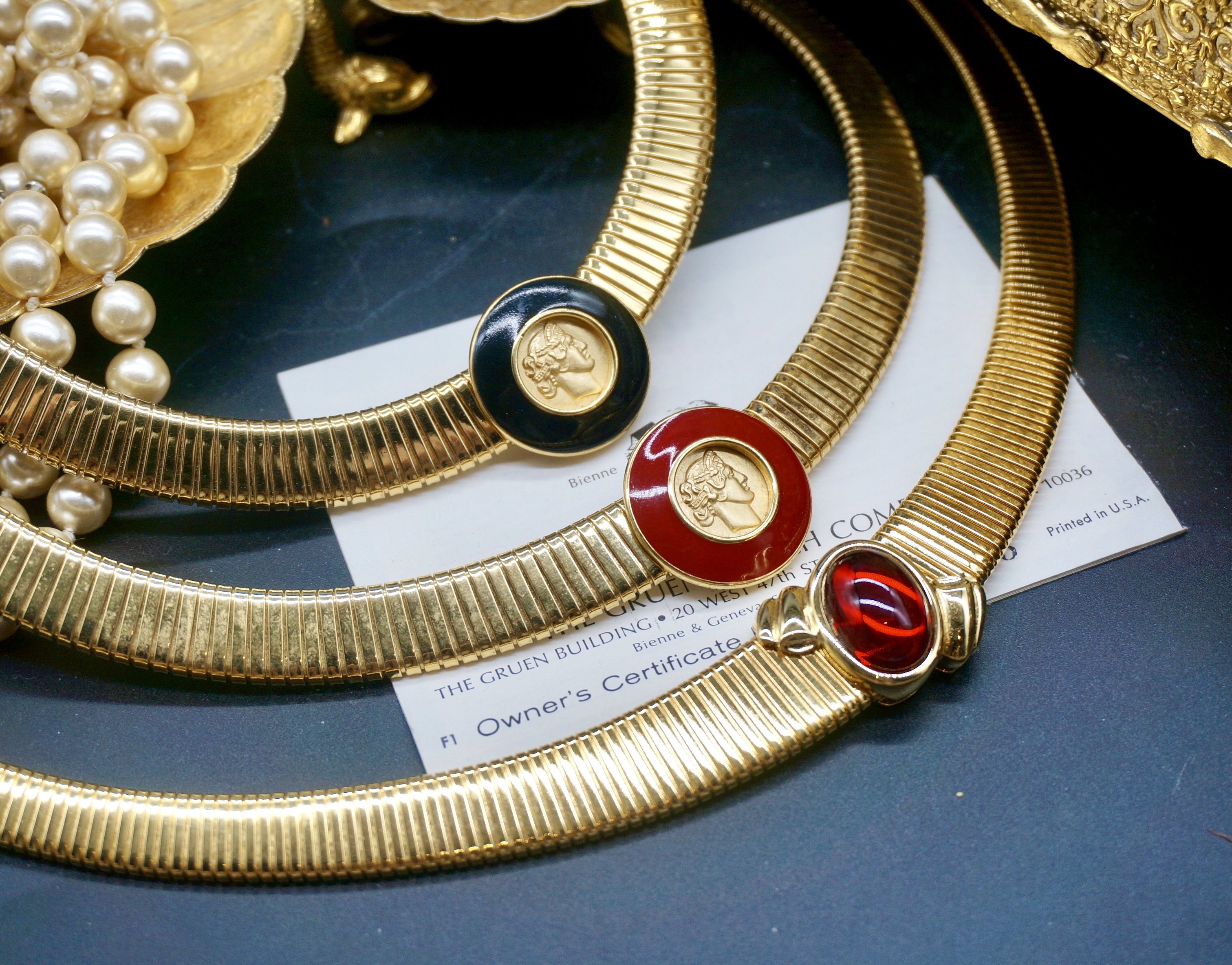 vintage西洋中古古董首饰复古古着monettrifari彩宝水晶项链