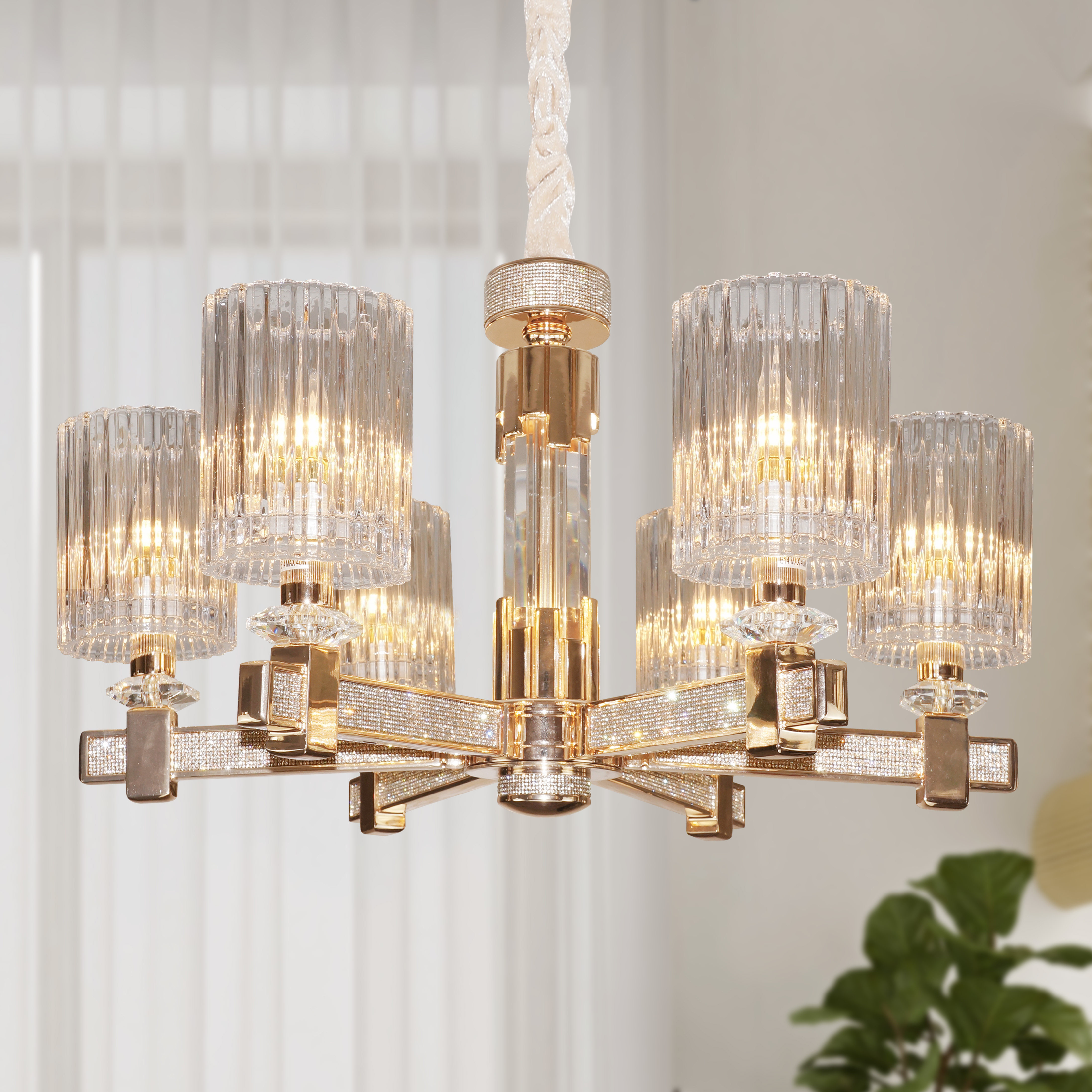 简欧轻奢水晶奢华大气锌合金简约卧室欧式金色客厅吊灯