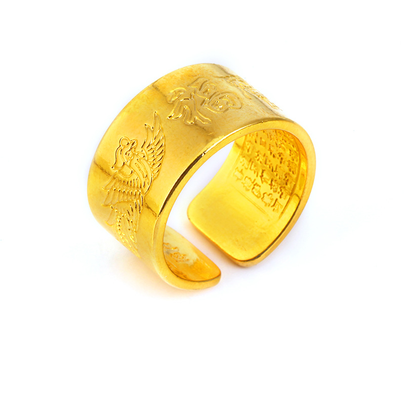 越南戒指大拇指心经真言六字沙金复古宫廷文玩戒指