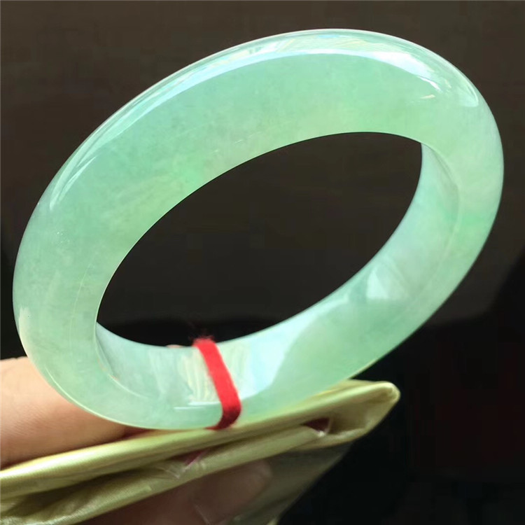 翡翠简安575天然缅甸冰晴阳底玉器手饰老坑手镯