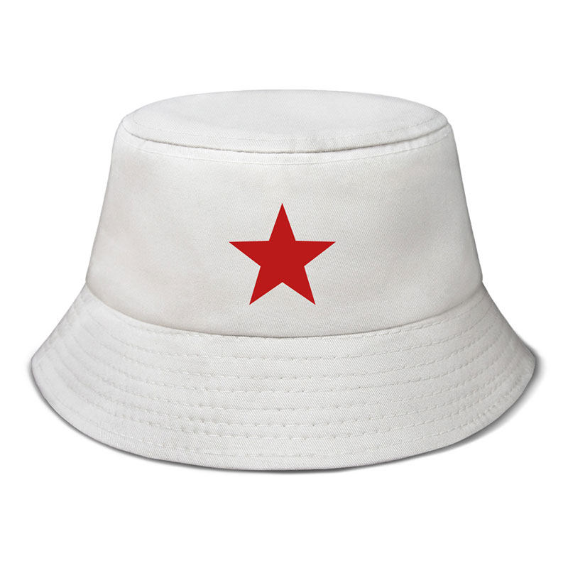 中国红五五角星帽子男女渔夫帽夏户外钓鱼防晒帽子