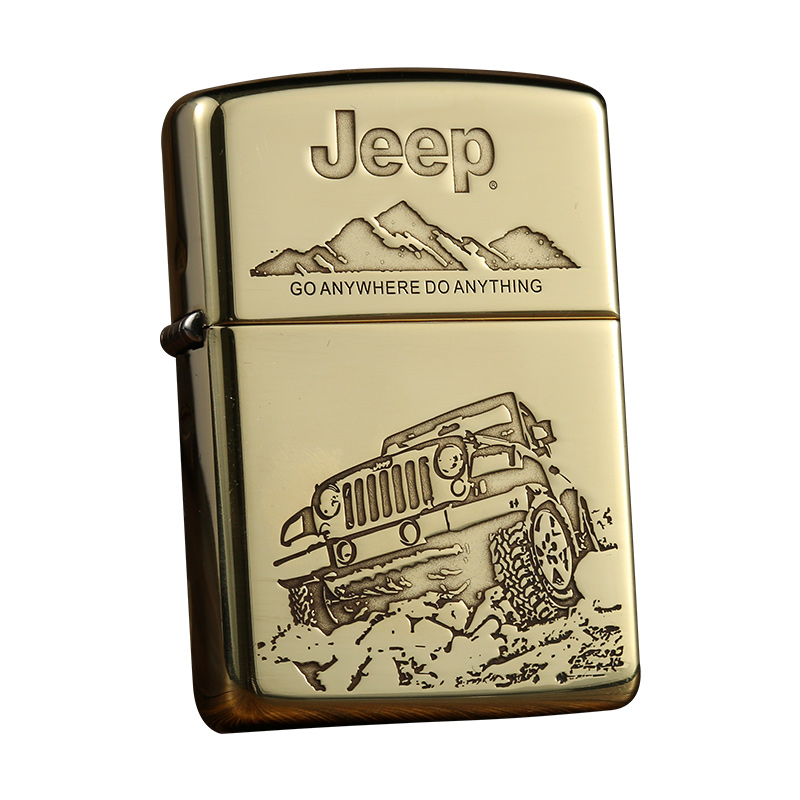 原装正品zippo打火机正版限量纯铜精雕吉普车jeepzippo