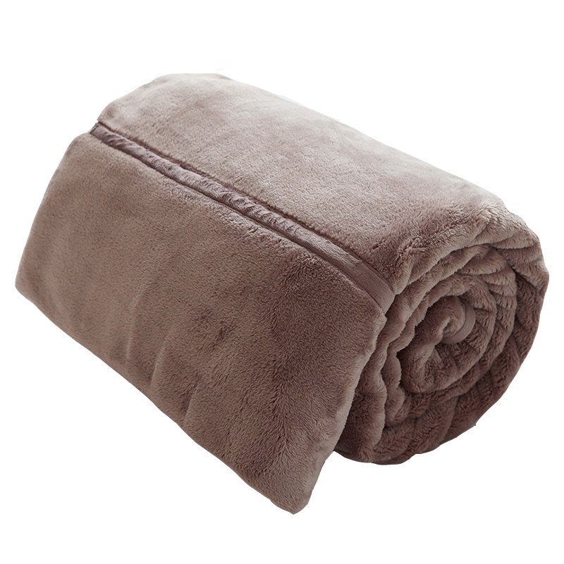 加厚法兰绒毛毯纯色防静电天鹅绒毯子空调单双人双人休闲毯