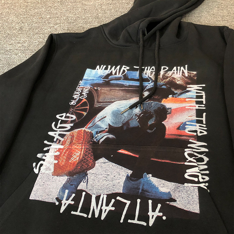 印花人像21savage卫衣嘻哈欧美街头说唱hiphoprap卫衣