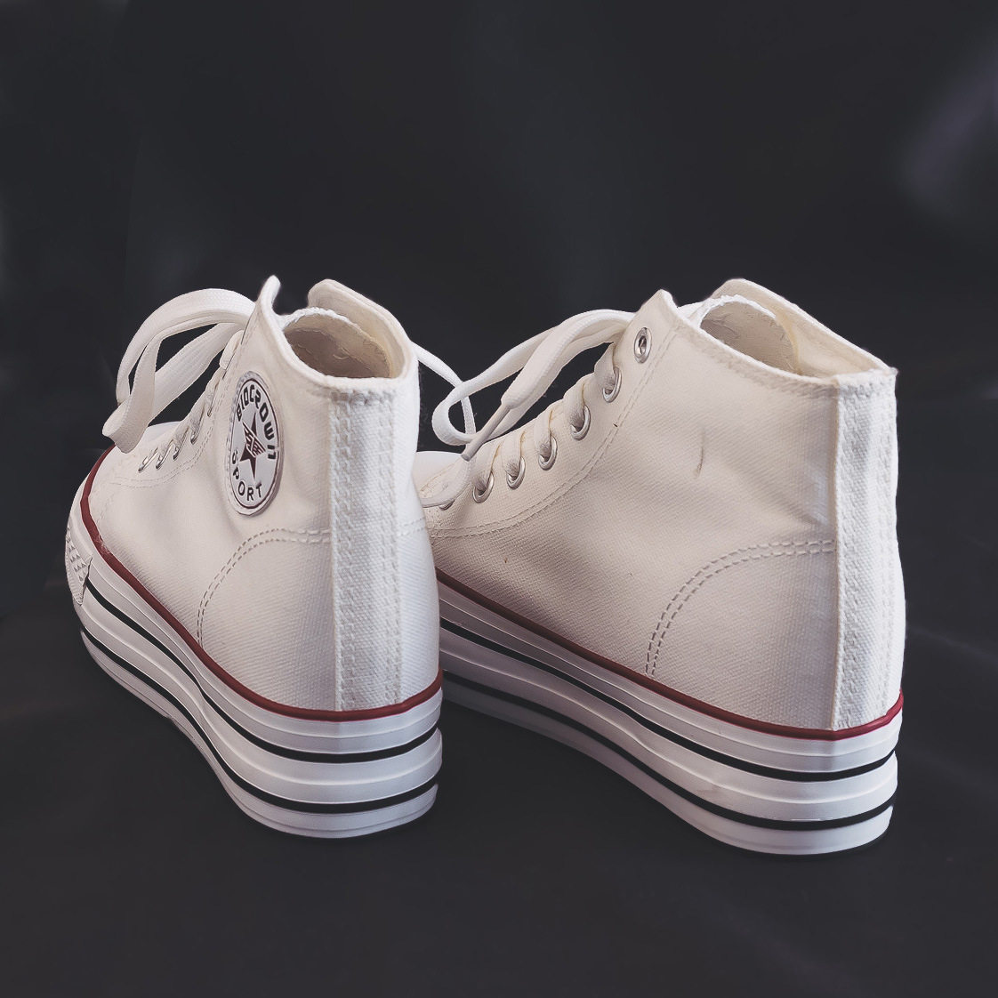 布鞋帮帆中高白色厚底松糕增高女士秋款百搭帆布鞋