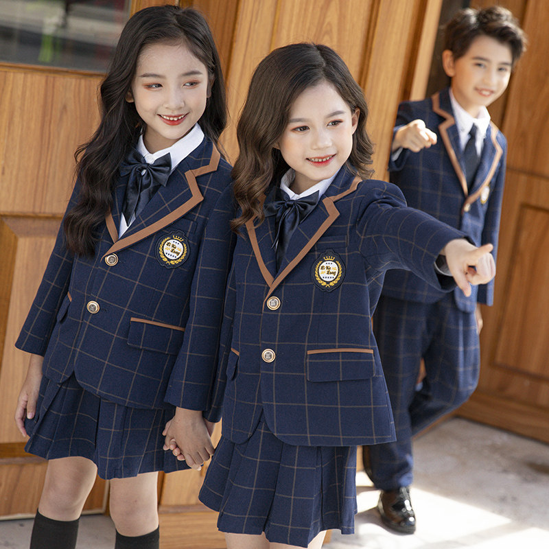 韩国小学生校服春秋幼儿园园冬装儿童西服套装英伦风学生校服