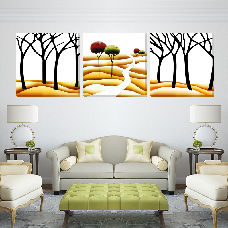 客厅装饰画现代简约三联沙发背景墙画挂画壁画无框画新款现代装饰画
