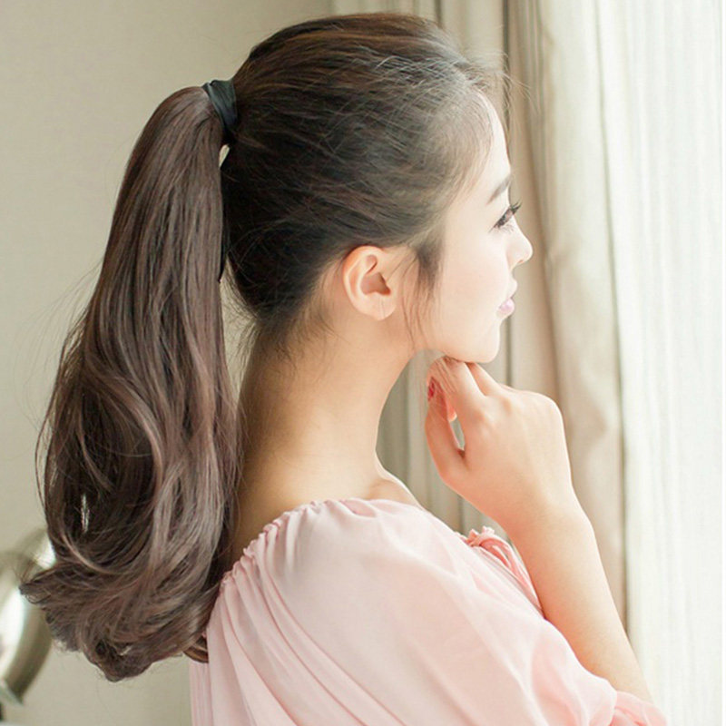 真发绑带辫子自然发丝人头全真卷发马尾中长马尾