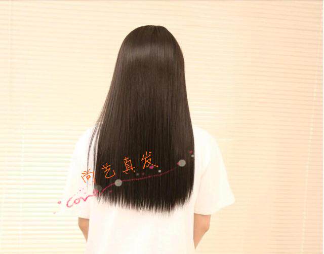 假发亚溪真发发套女真真人发丝齐刘海发尾齐日常整顶假发