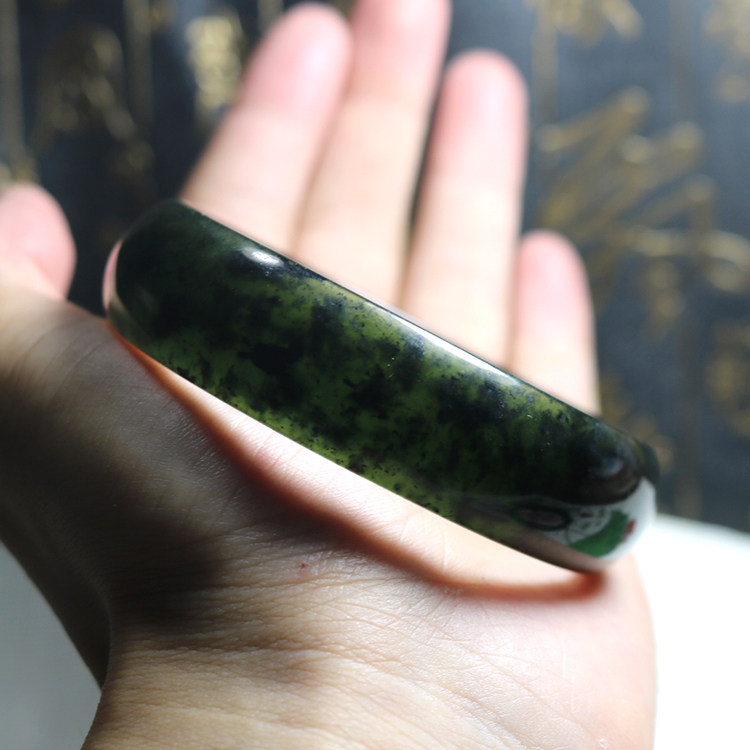 手镯包邮药王特价玉镯墨绿玉石天然和田墨玉手镯