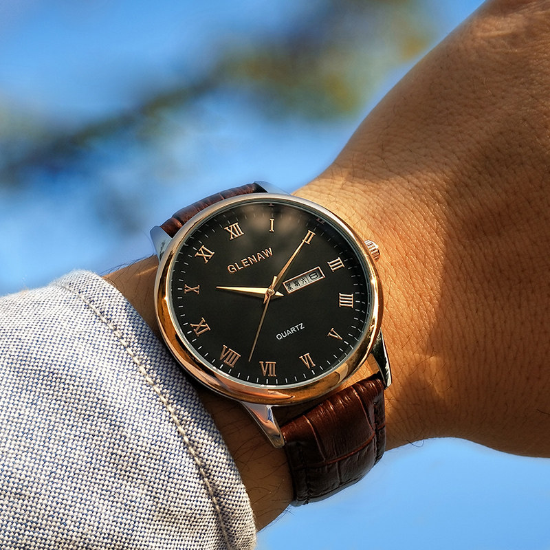 2018新款男士手表潮防水夜光精钢石英表学生男表超薄全自动机械表