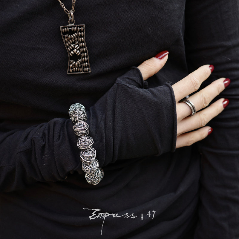 empress47around暗黑先锋特别钢丝球手手镯小众设计手链