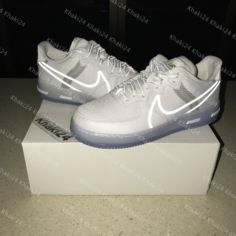 Khaki24 Nike Air Force 1 AF1骨白冰蓝反光空军增高鞋CQ8879-100