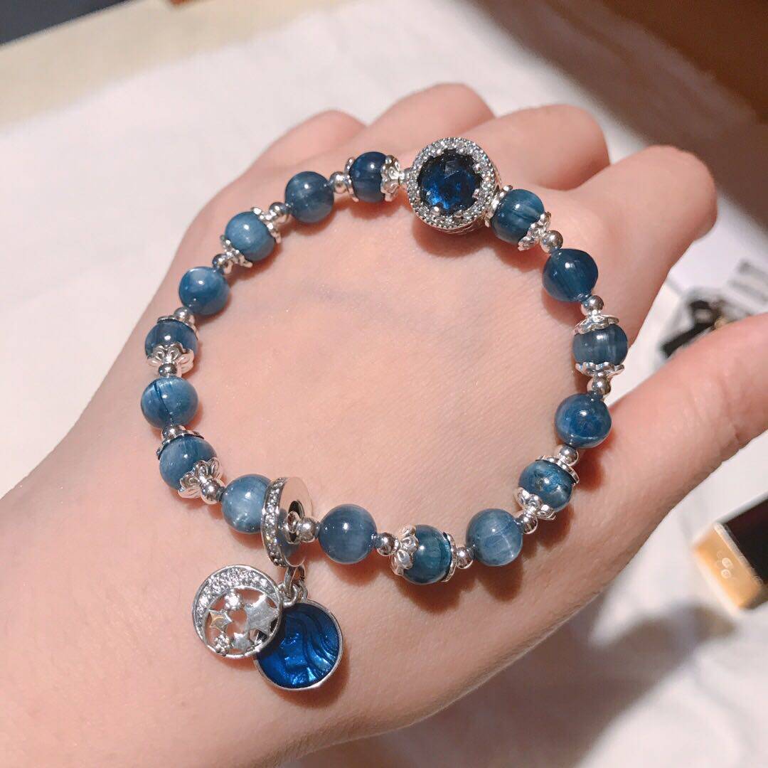 香港银饰正生海洋之心海蓝宝手链小红推荐韩国饰品手链