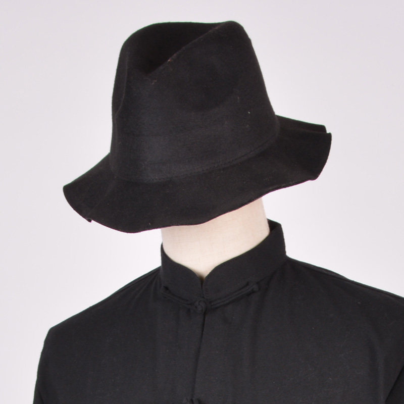 复古上海滩表演小礼帽车夫帽子乞丐舞台剧道具黑色帽子