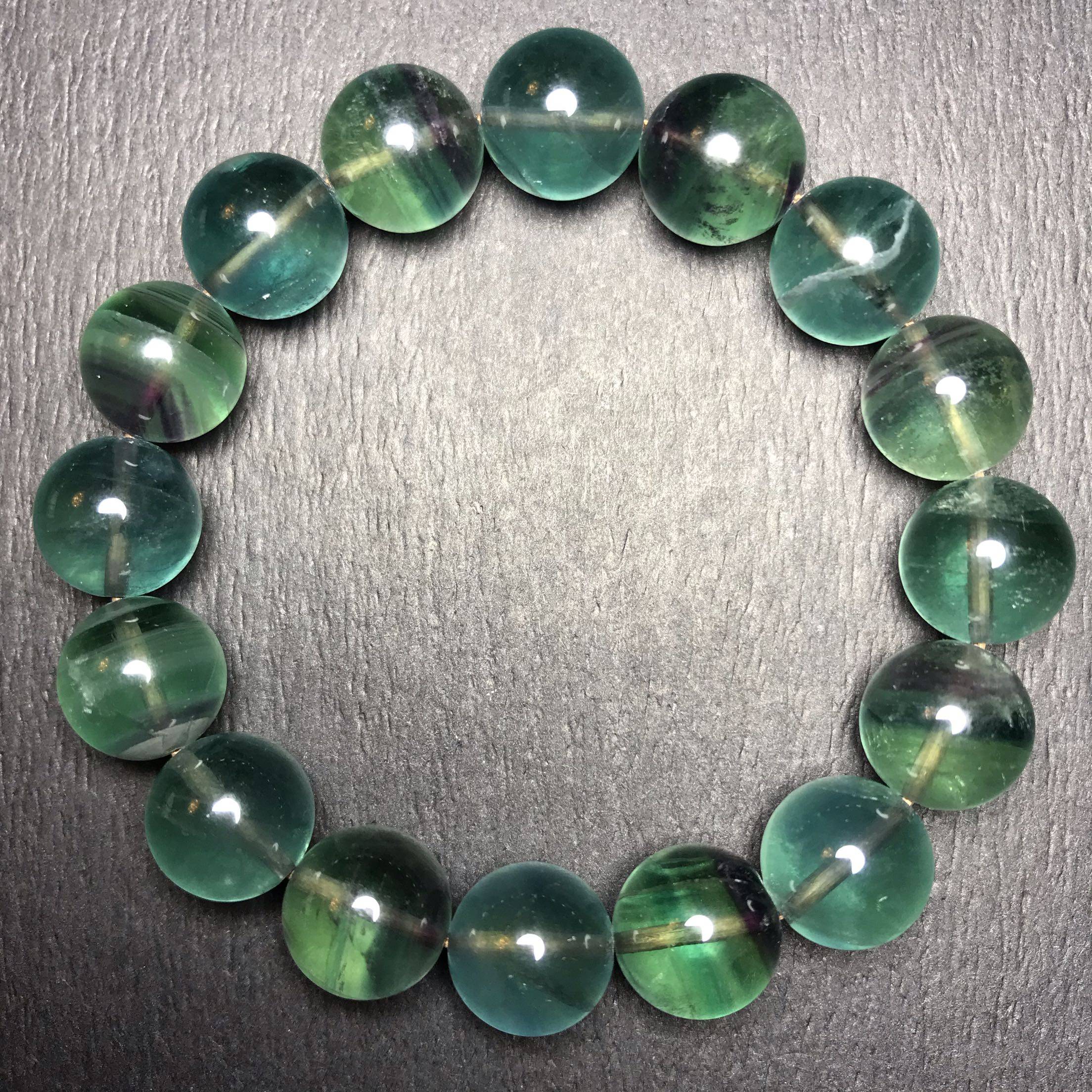 新品天然蓝绿渐变变色萤石单圈手链男女情侣手饰