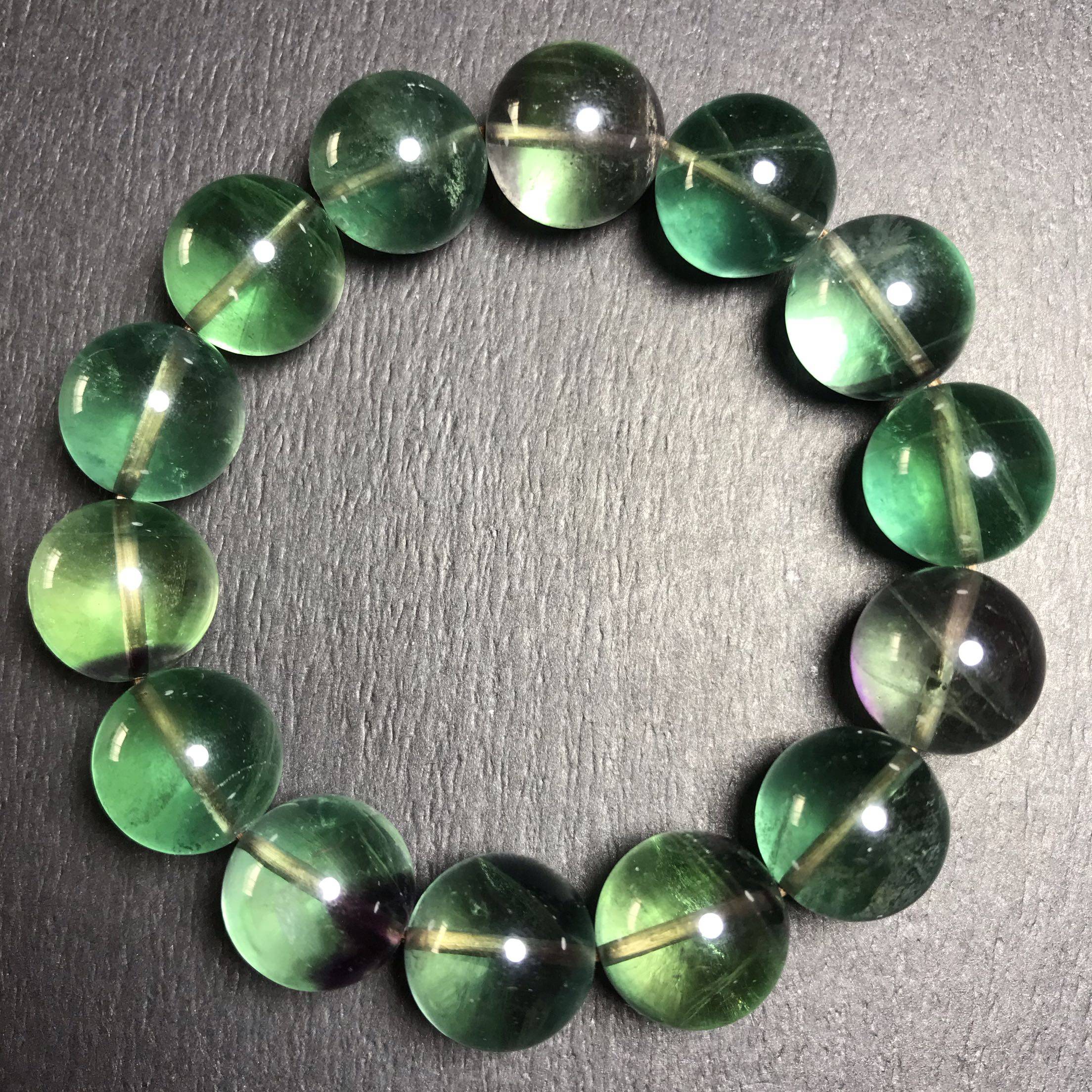 新品天然蓝绿渐变变色萤石单圈手链男女情侣手饰