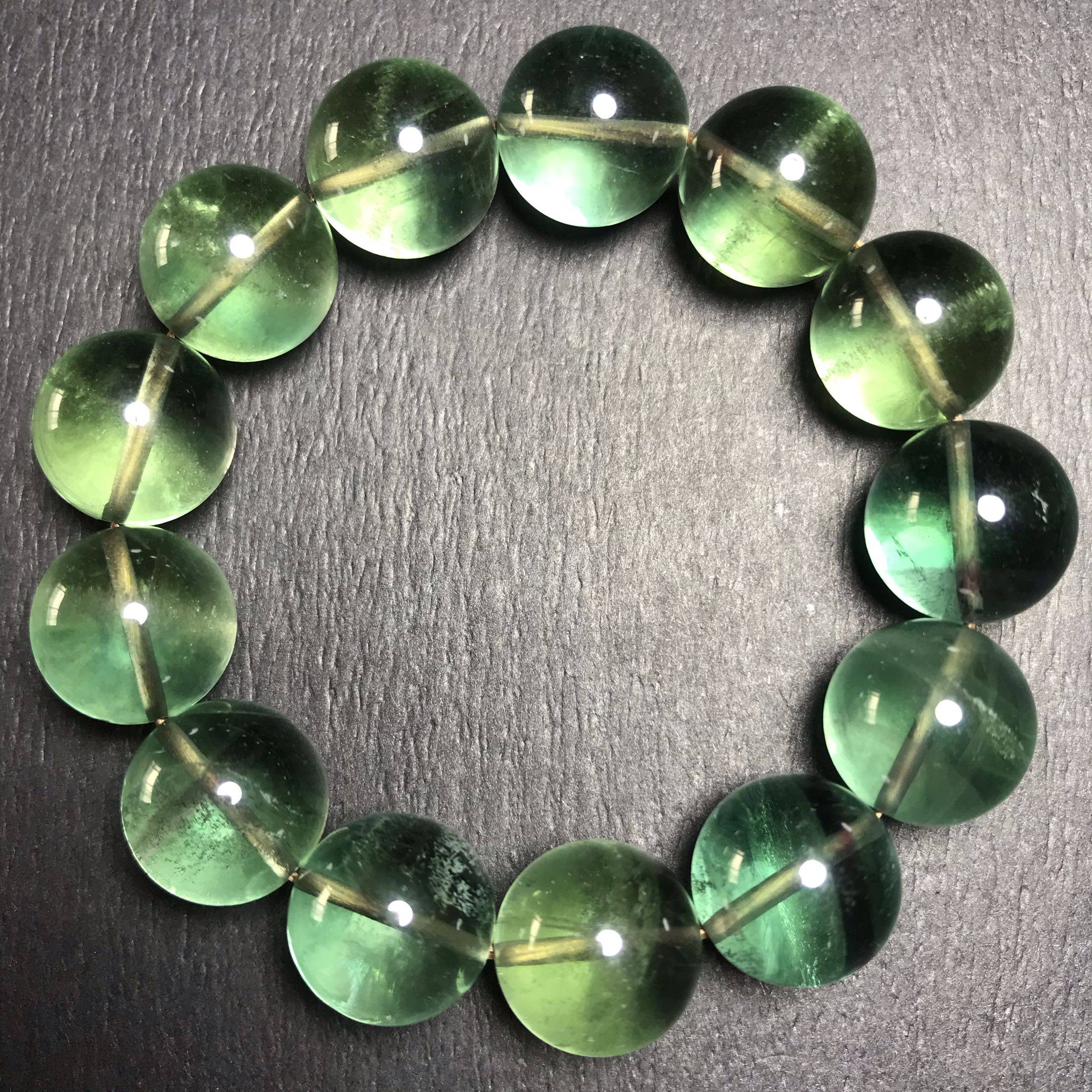 新品天然蓝绿渐变变色萤石单圈手链男女情侣手饰