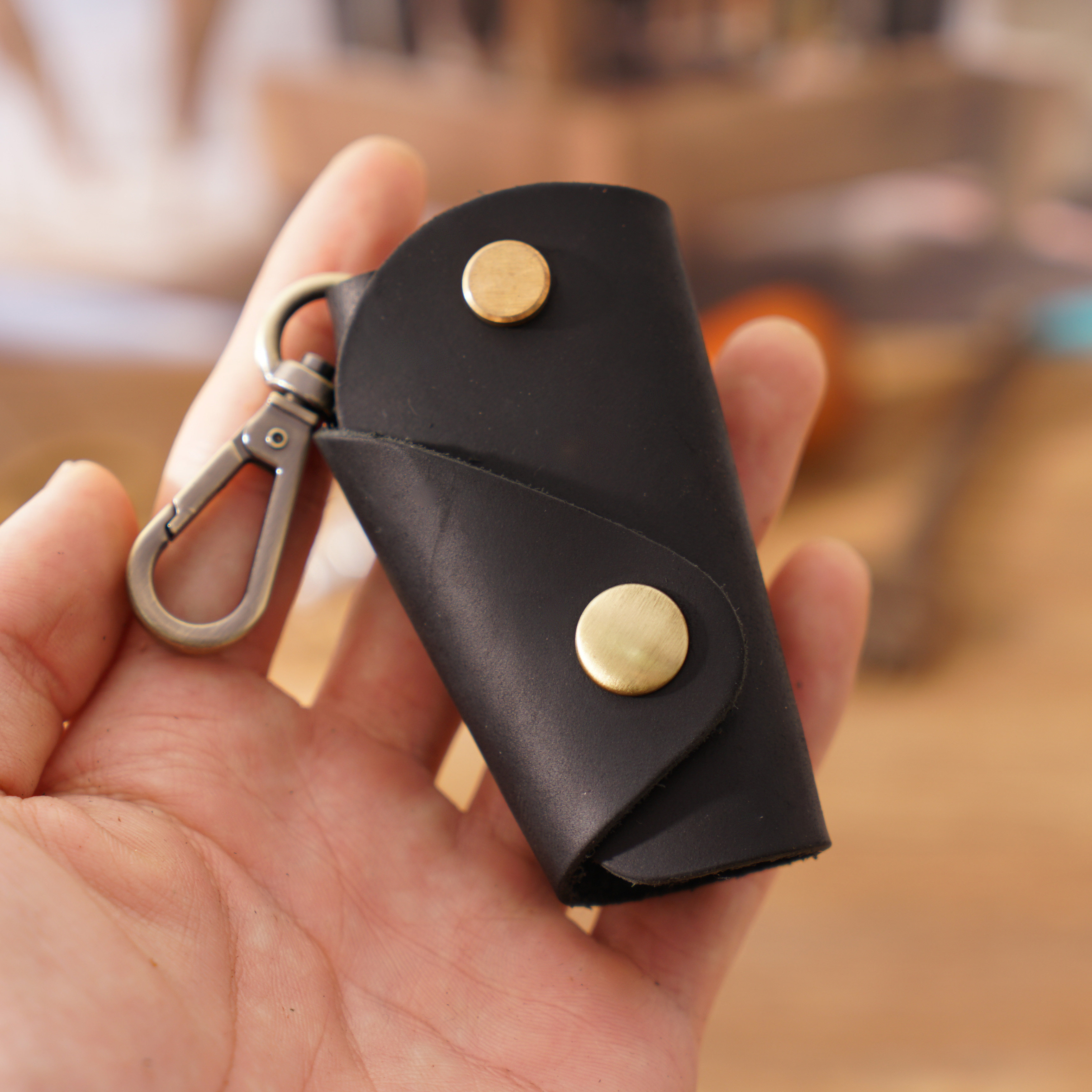 头层牛皮手工男士迷你钥匙包女士门用钥匙收纳钥匙扣